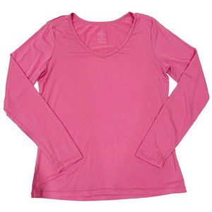 WOOLX Layla Merino Wool Long Sleeve Tee Size Large Pink/Fuscia